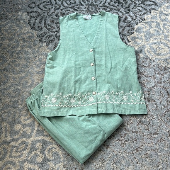 Vintage Cape Cod Sportswear Vest & Pant Set Mint Green 16 - Picture 1 of 12